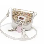 Bandolera Keyla - Blanco Tapa Plata A Lunares