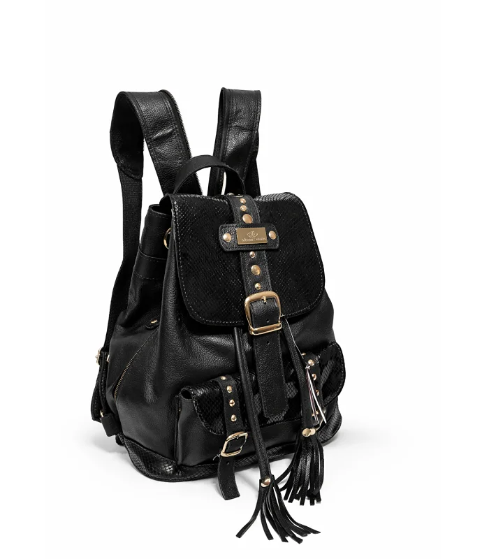 mochila-lara-negro-opaco-combinado-tipo-escama-brilloso-1.webp Mochila Lara - negro opaco combinado tipo escama brilloso - Image 1